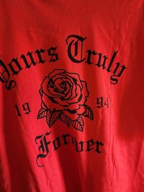 NEW*Red Graphic Tee with Black Rose "Yours Truly Forever"